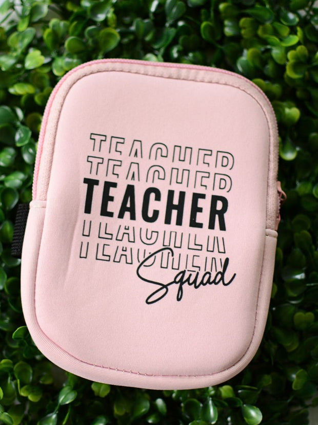 Teacher Squad Water Bottle Tumbler Pouch Wallet Organizer Pink Suprema Rose