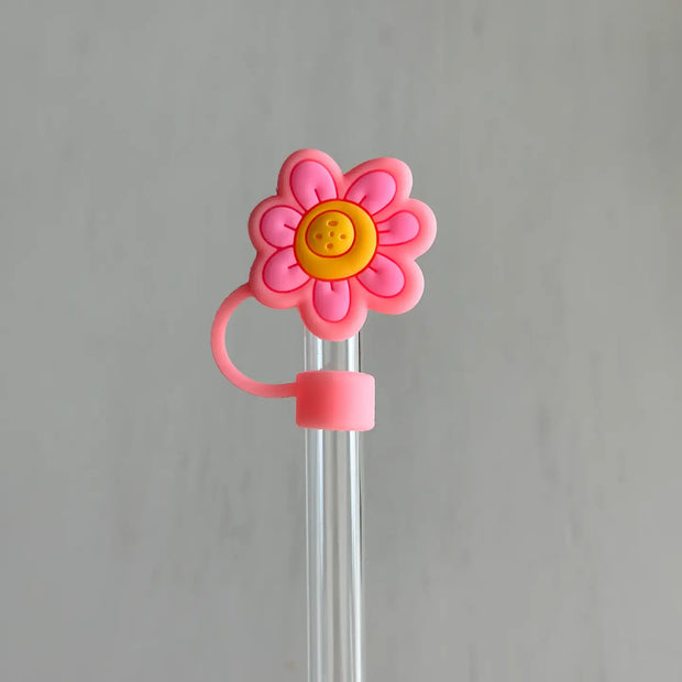Pink and Yellow Happy Flower Straw Toppers |30 40oz Tumbler Topper| Stanley Accessories Suprema Rose