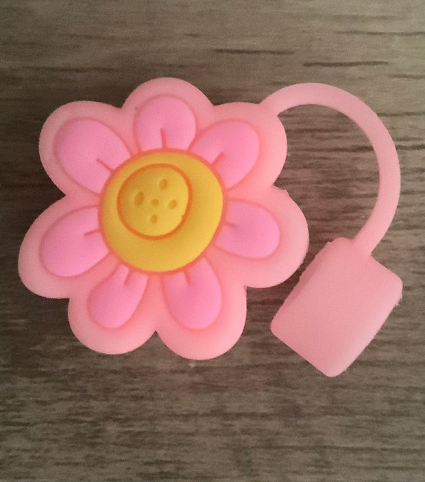 Pink and Yellow Happy Flower Straw Toppers |30 40oz Tumbler Topper| Stanley Accessories Suprema Rose