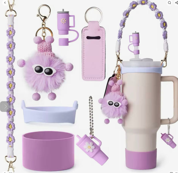 Purple Ultimate 7-Piece Accessory Set for Stanley Cup Tumblers Suprema Rose