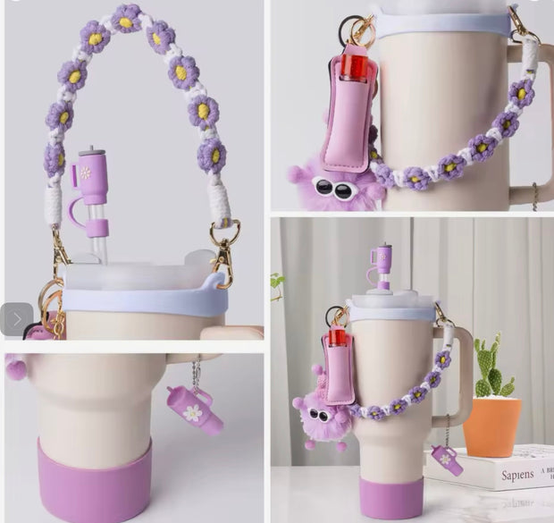 Purple Ultimate 7-Piece Accessory Set for Stanley Cup Tumblers Suprema Rose