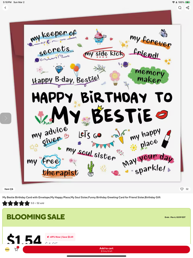 Happy Birthday, Bestie Card Suprema Rose