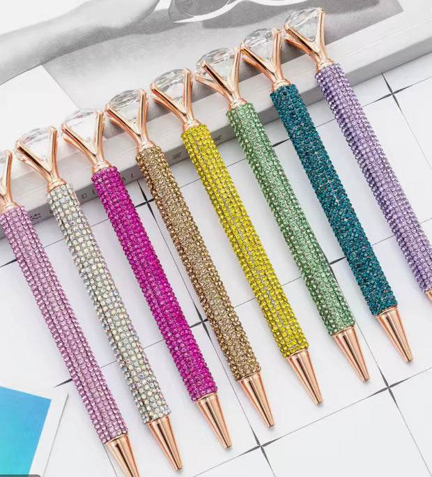 Yellow Blinged Diamond Topped Writing Pen Suprema Rose