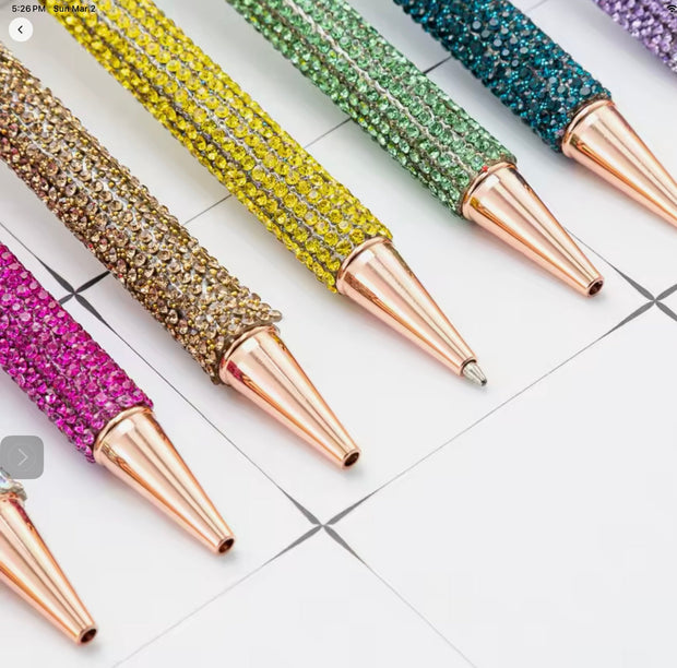 White Blinged Diamond Topped Writing Pen Suprema Rose