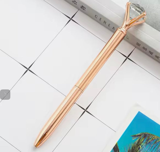 Gold Diamond Topped Writing Pen&nbsp; Suprema Rose
