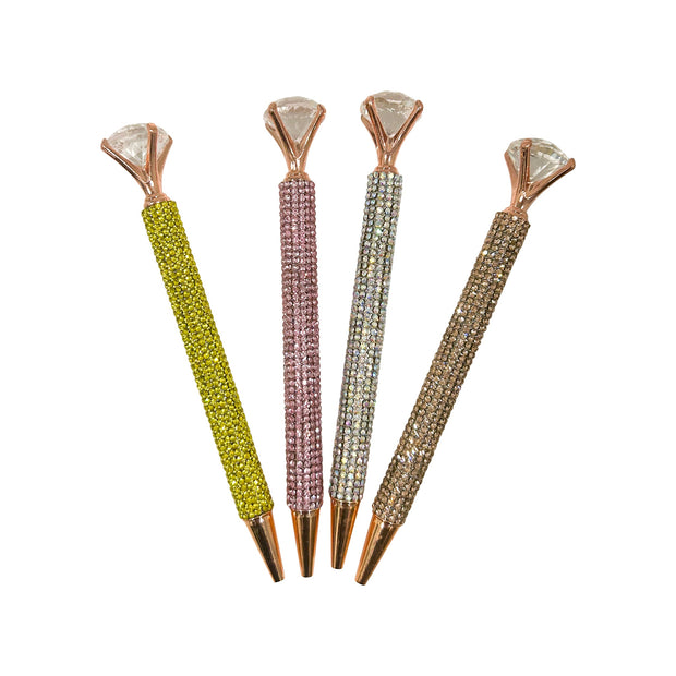 Yellow Blinged Diamond Topped Writing Pen Suprema Rose