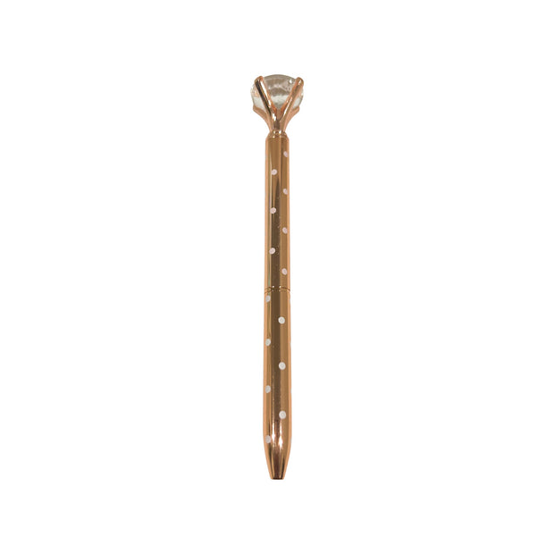 Rose Gold Polka Dot Diamond Topped Writing Pen Suprema Rose