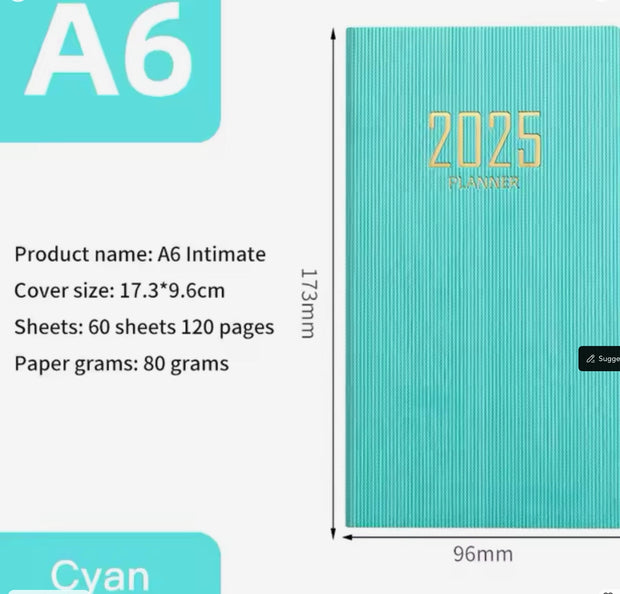 2025 Portable Planner: 365-Day Durable Cover Daily &amp; Weekly Schedule Notebook Suprema Rose